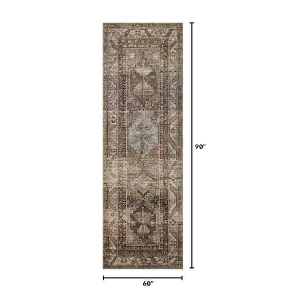Clay and Sage Distressed 5 ft. x 7 ft. Polyester Indoor Area Rug