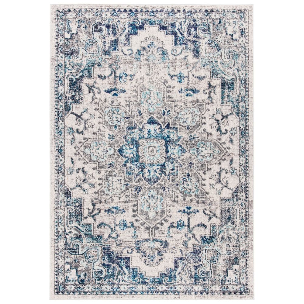Madison Ivory/Grey 5 ft. x 8 ft. Border Geometric Floral Medallion Area Rug price history on PriceWatchPro