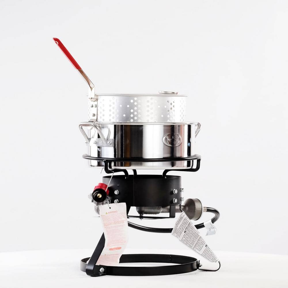 King Kooker 12" Black Propane Outdoor Cooker with Aluminum Fry Pan