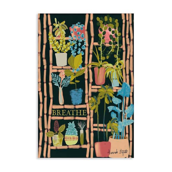 Stupell Industries Plant Shelf on Black by Hannah Byatt Unframed Nature Graphic Art Print 30 in. x 20 in.