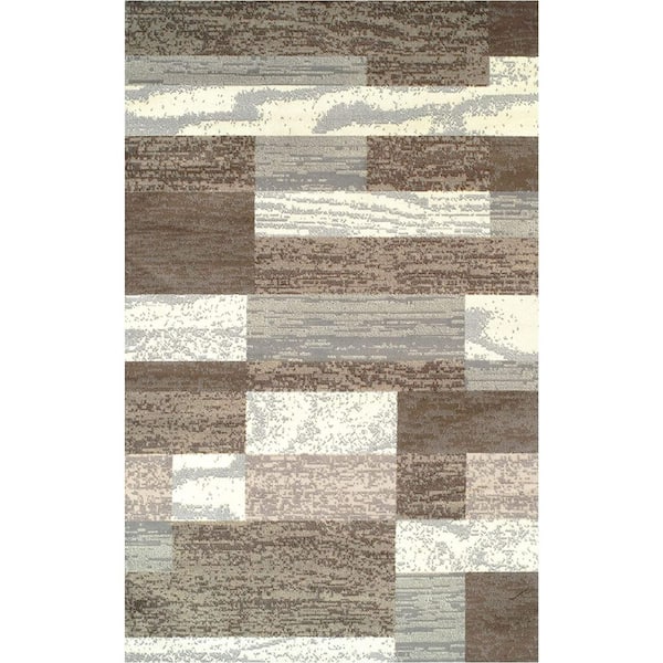 SUPERIOR Rockwood Light Blue-Ivory 5 ft. x 8 ft. Rectangle Abstract Geometric Polypropylene Area Rug