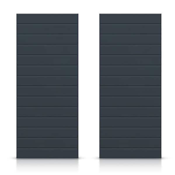 CALHOME 48 in. x 80 in. Hollow Core Charcoal Gray Stained Composite MDF Interior Double Closet Sliding Doors