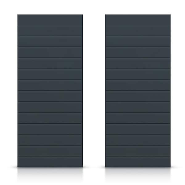 CALHOME 84 in. x 84 in. Hollow Core Charcoal Gray Stained Composite MDF Interior Double Closet Sliding Doors