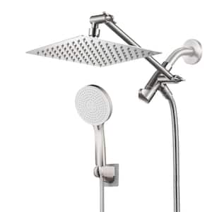 Rainfull 5-Spray Patterns 8 in. Wall Mount Dual Shower Head and Handheld Shower Head 2.2 GPM in Brushed Nickel