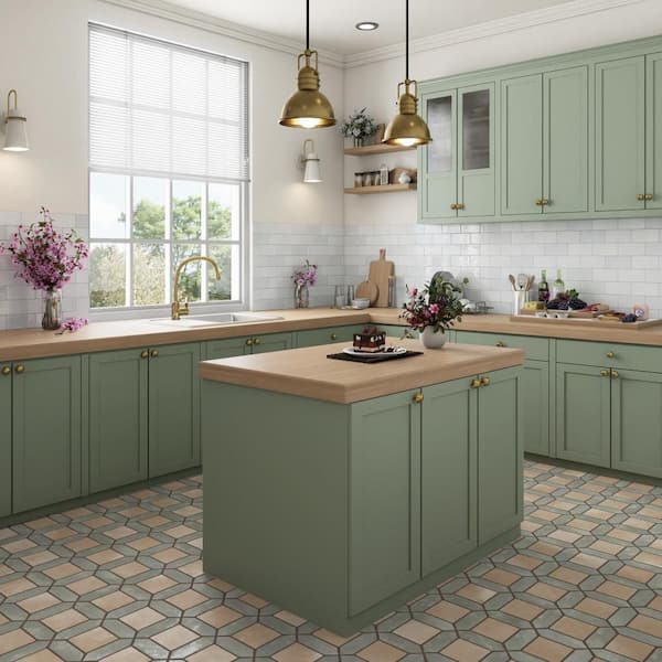 Picket Arendel Green with Terra Square 15 in. x 23 in. Porcelain Floor and Wall Tile (11.6 sq. ft. /Case)