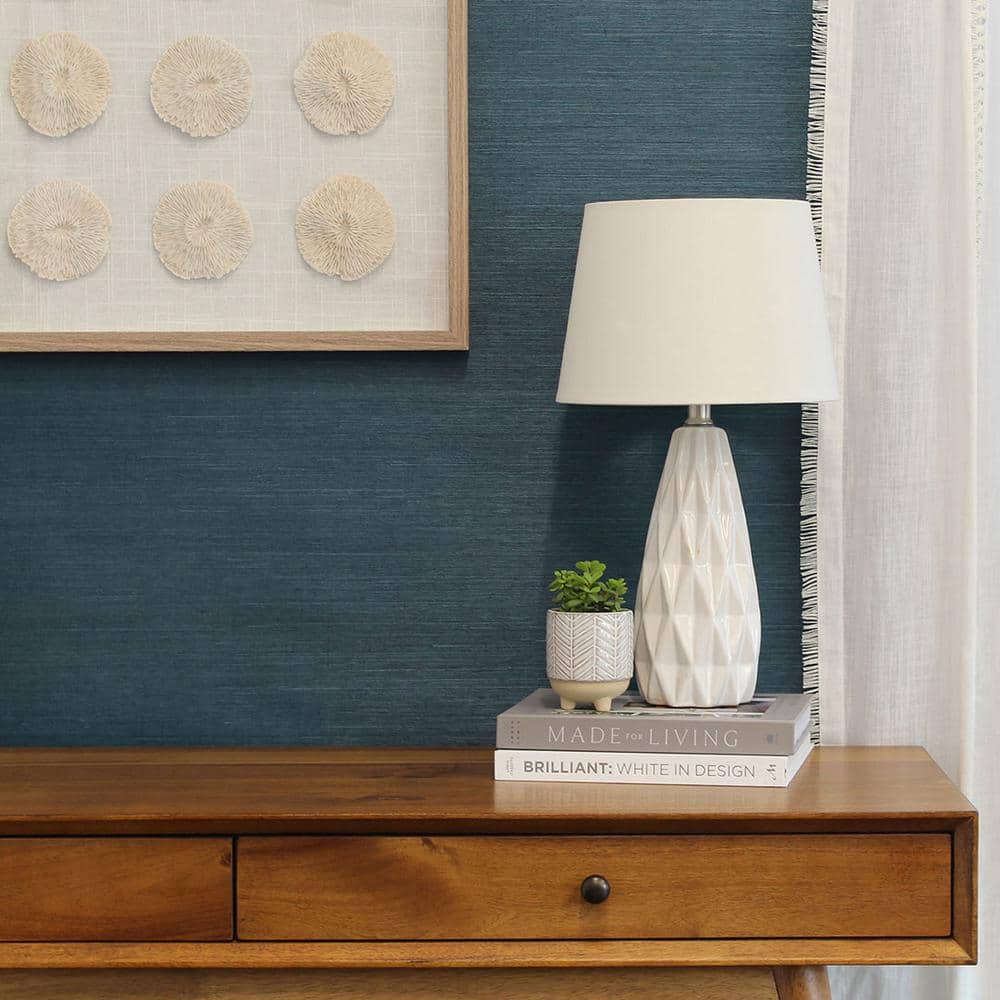 Deep Sea Blue Textured Sisal Grasscloth Wallpaper Roll