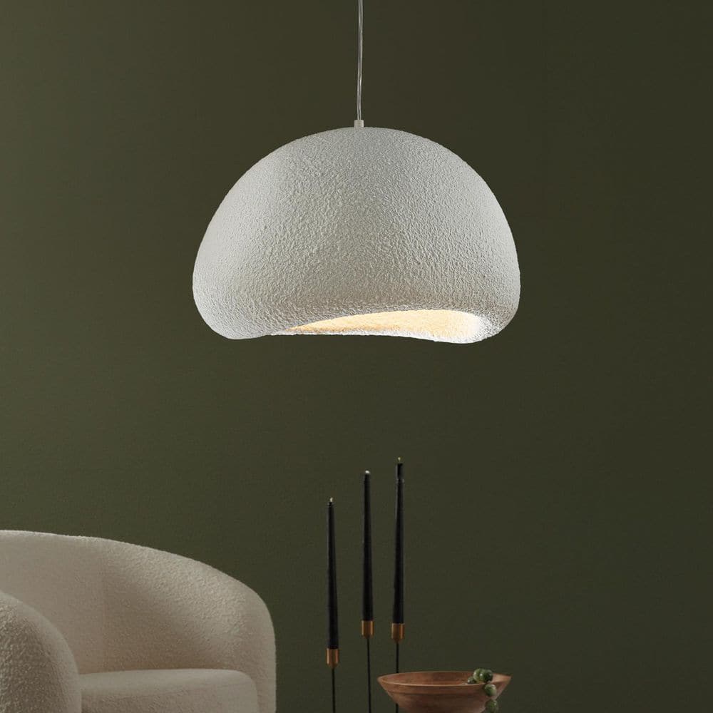 1 Light 20 in. White Modern Dome Chandelier Bowl Concrete Shade for Dining 