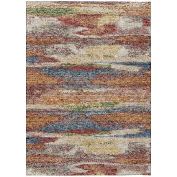 Chantille Machine Washable Indoor/Outdoor Abstract ACN942 Paprika 8 ft. x 10 ft. Area Rug