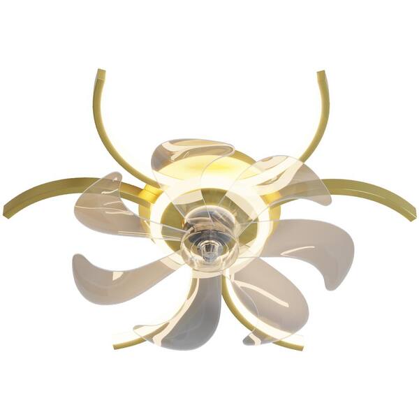 FIRHOT 20.5 in. Integrated LED Indoor Gold Ultra Quiet Flush Mount Ceiling Fan with Light and