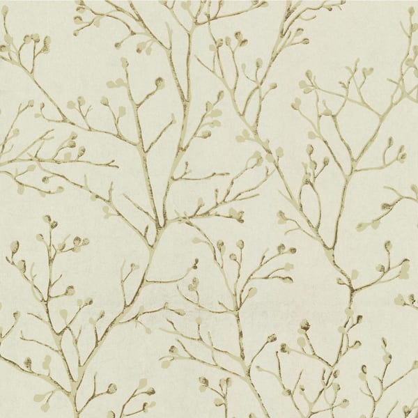 A-Street Prints Koura Gold Budding Branches Wallpaper Sample