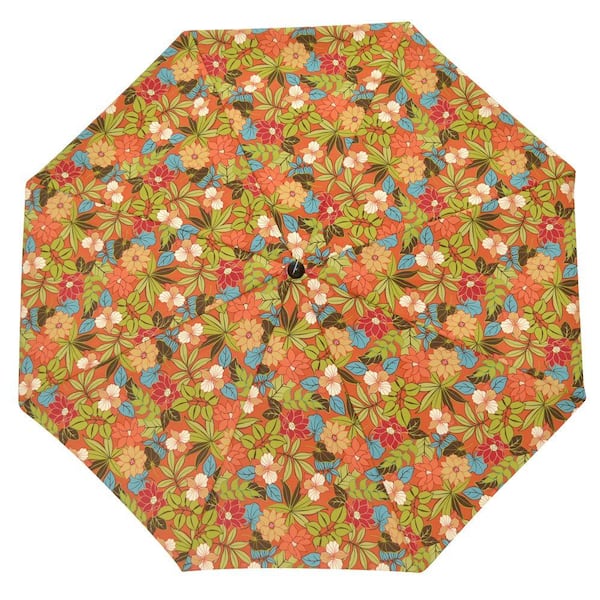 Plantation Patterns 7-1/2 ft. Patio Umbrella in Russet Floral-DISCONTINUED