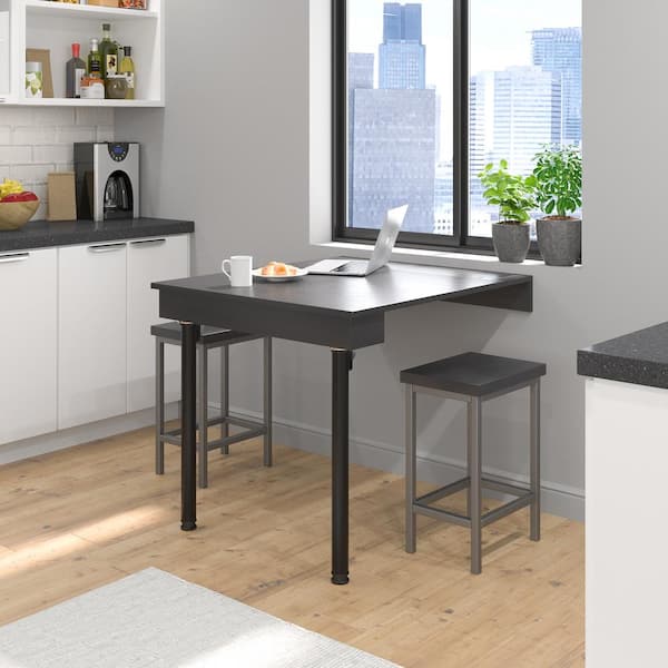 28 in. (711 mm) Matte Black Metal Folding Table Leg with Leveling Glide