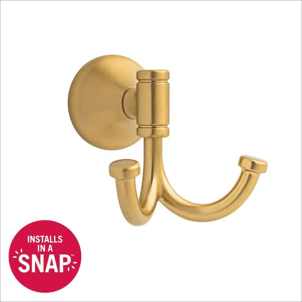 Foundations Design Series J-Hook Double Robe/Towel Hook Bath Hardware Accessory in Brushed Gold