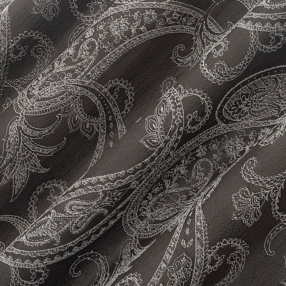 Chocolate Brown Paisley Embroidered Blackout Curtain Panel 40" x 96"