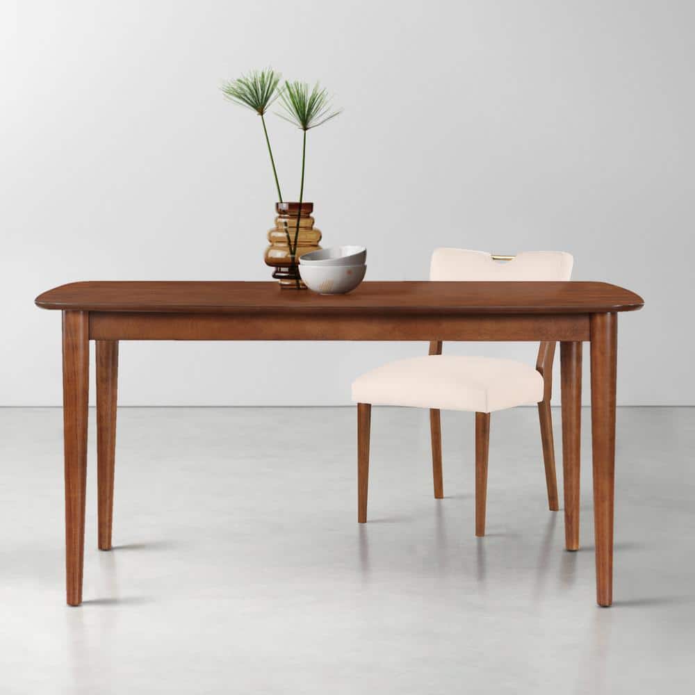 Bonito Transitional Style Walnut Finished Wood 59 in. Rectangular 4-Legs Di