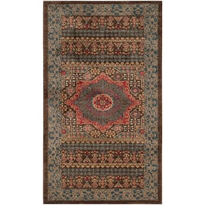 Mahal Navy/Red 3 ft. x 5 ft. Antique Border Area Rug