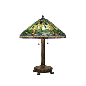 Tiffany Green Dragonfly 25 in. Bronze Table Lamp