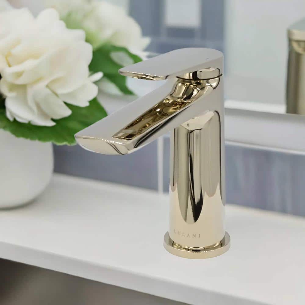 Champagne Gold Polished Brass Single Handle Bathroom Faucet