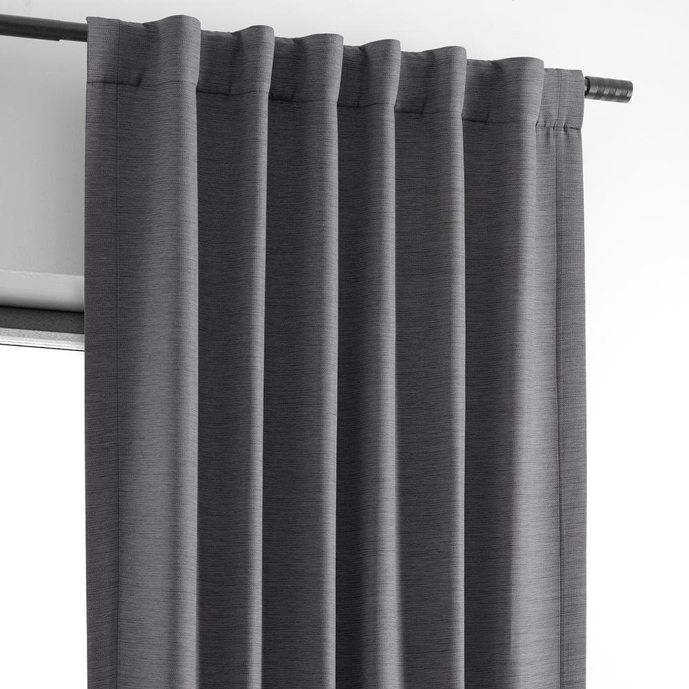 Armour Grey Polyester Blackout Puddle Length Window Panel
