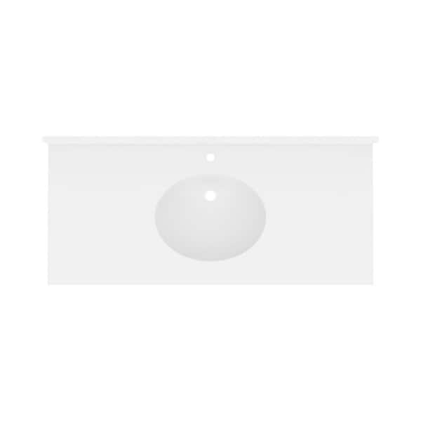 Ellipse 49 in. W x 22 in. D Solid Surface Vanity Top with Sink in White