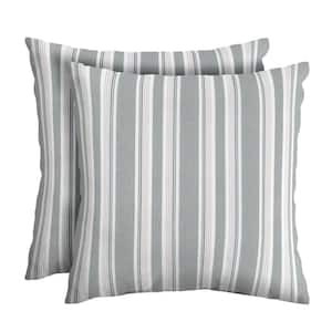 18 in. x 18 in. Oceantex Outdoor Throw Pillow in Pebble Grey Stripe (2-Pack)