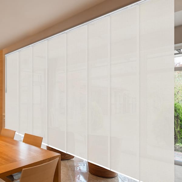 EMOH Buff 130 in.- 175 in. W x 94 in. L Adjustable 8-Panel Satin Nickel Double Rail Panel Track with 23.5 in. Slates