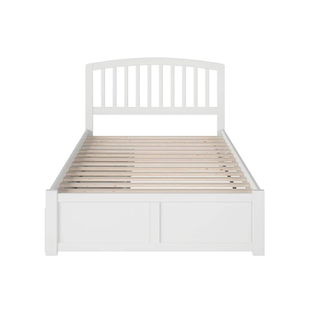 Richmond Full White Wood Platform Bed with Storage Drawers