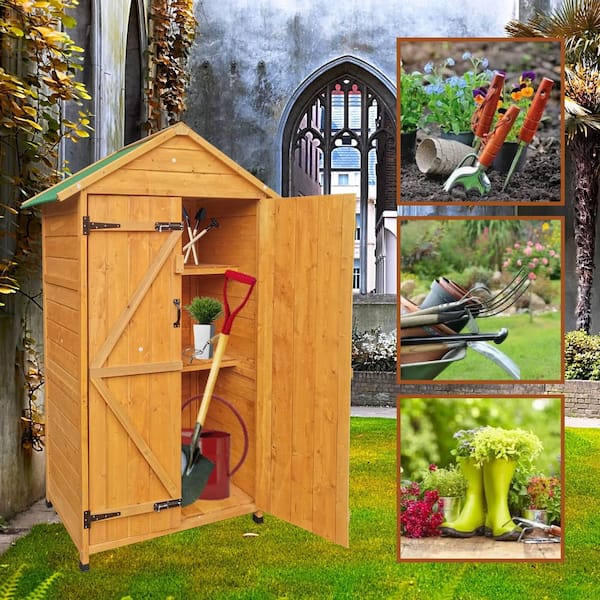 3 ft. W x 2 ft. D Light Brown Wood Shed with Double Lockable Doors (6 sq. ft. )