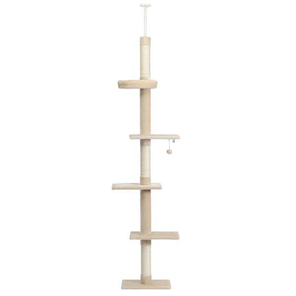 cenadinz Medium Cat Interactive Adjustable 5-Tier Floor to Ceiling Cat Tower