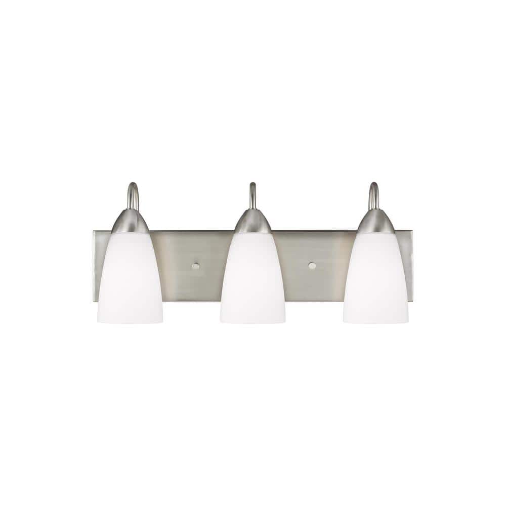 Seville Brushed Nickel 3-Light Wall Bath Fixture with Etched Glass