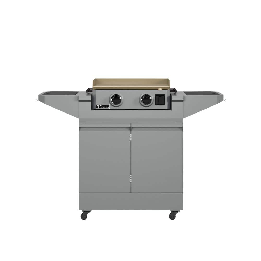 Emberwood 2-Burner Gas Propane Griddle with Grill and Prep Cart in Gray