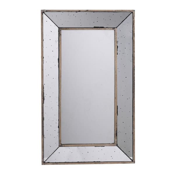 16.50 in. W x 24.00 in. H Rectangle Wood Framed Wall Mount Bathroom Vanity Mirror in Silver
