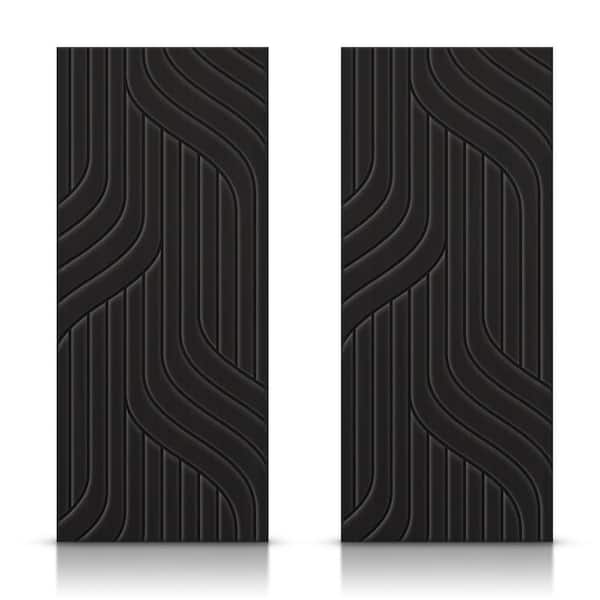 CALHOME 60 in. x 96 in. Hollow Core Black Painted Composite MDF Interior Double Closet Sliding Doors