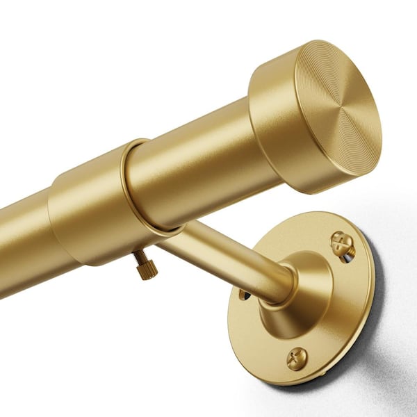 32 in. - 150 in. Adjustable 1 in. Single Curtain Rod in Gold