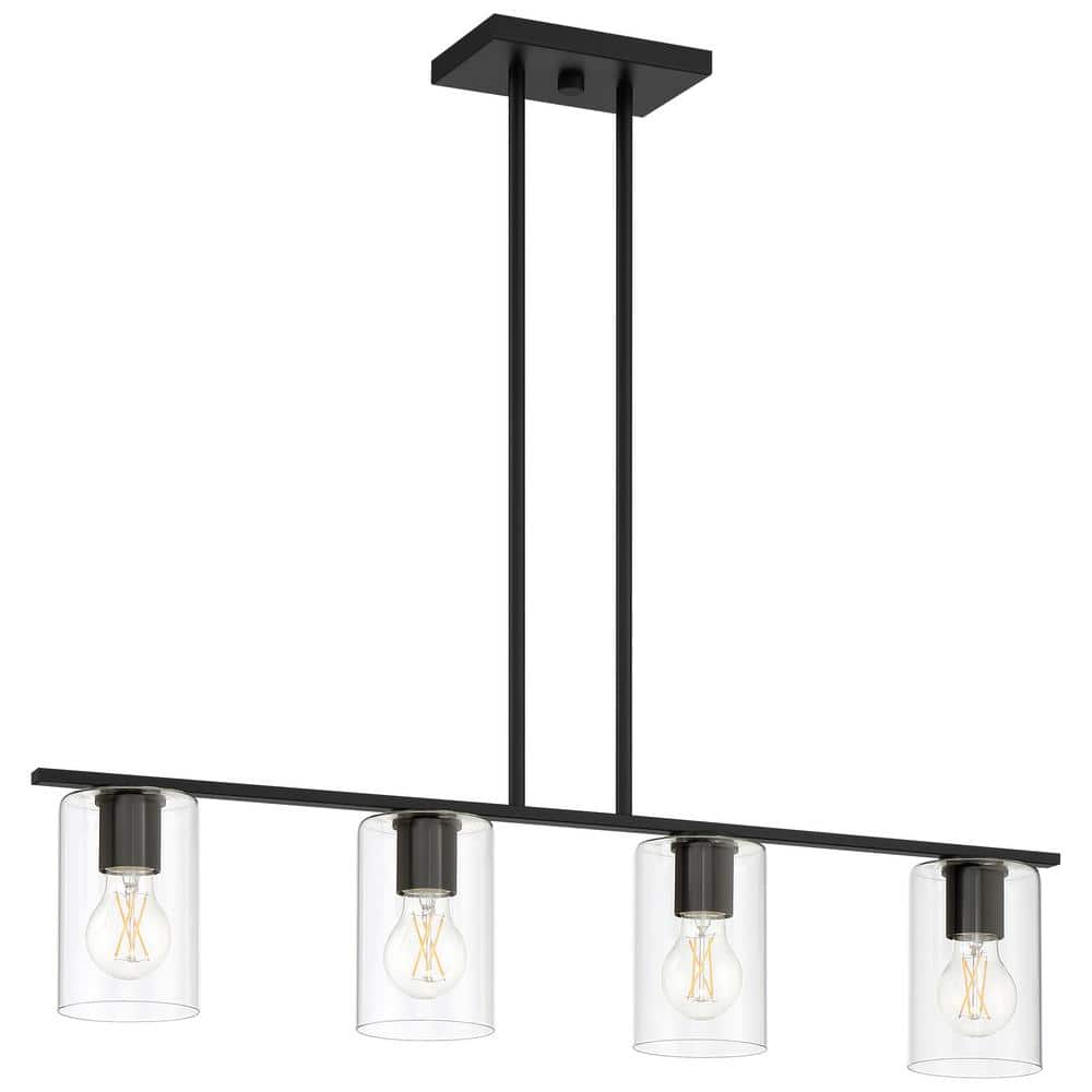 Matte Black Glass LED Globe Island Pendant Light
