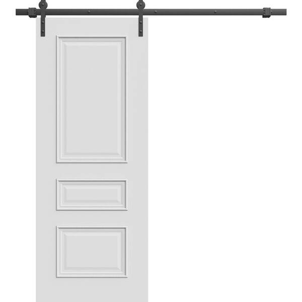 7833 36 in. x 80 in. Sold Core White Enamel Color Wood Sliding Barn Door with Hardware Kit