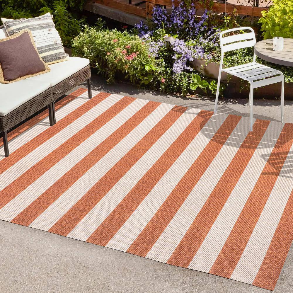 JONATHAN Y Negril Two-Tone Orange/Beige 3 ft. x 5 ft. Wide Stripe ...