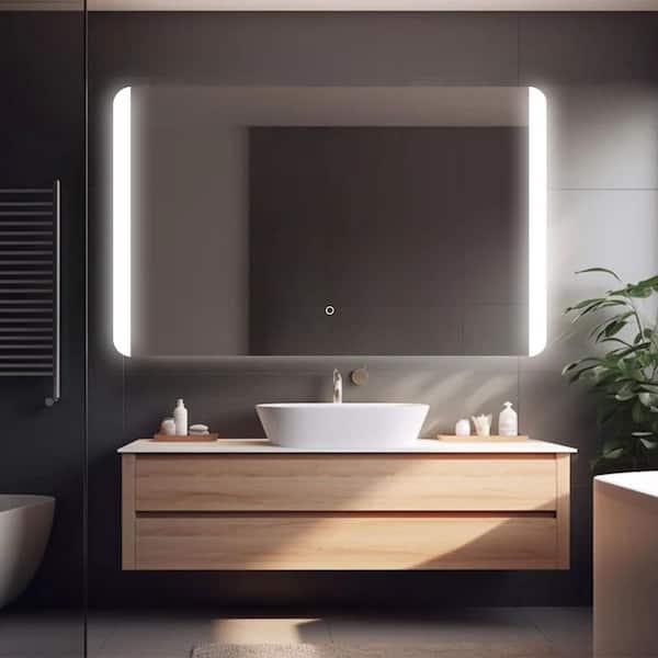 30 in. W x 48 in. H Bright Dimmable Rectangular Frameless LED Bathroom Vanity Mirror Wall Mirror