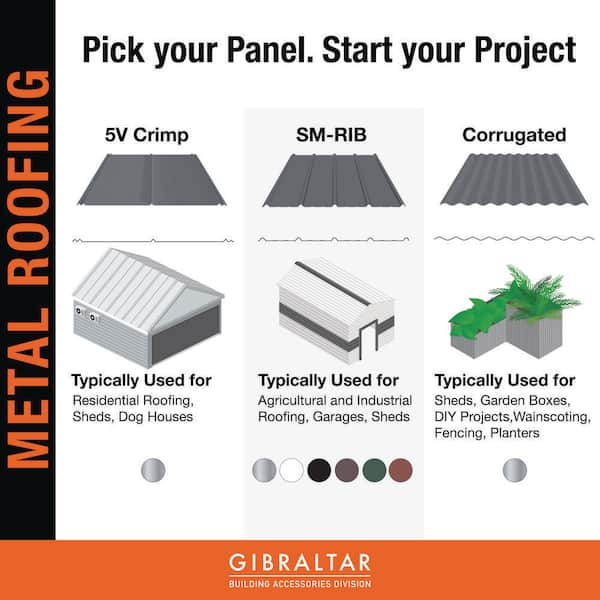Gibraltar Building Products 8 ft. SM-Rib Galvanized Steel 29