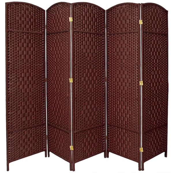 Oriental Furniture 6 ft. Dark Red 5-Panel Room Divider