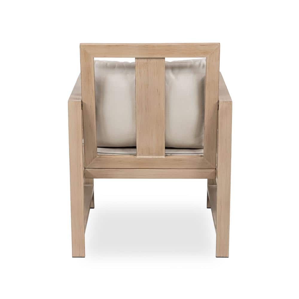 Beige Aluminum Frame Dining Armchair with Cushions