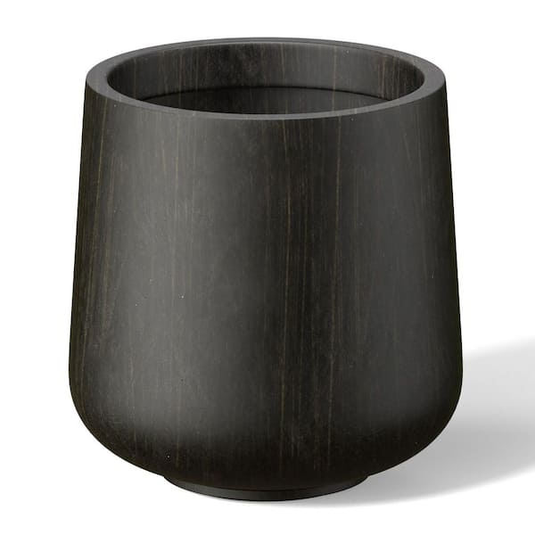 Morrava 17 in. Large Bronzed Black (Enhanced Interior) Concrete Round Planter / Pot with Drainage Holes