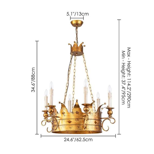 Rennnsan Regalia 24.6 in. 6-Light Vintage Gold Crown  display picture 1