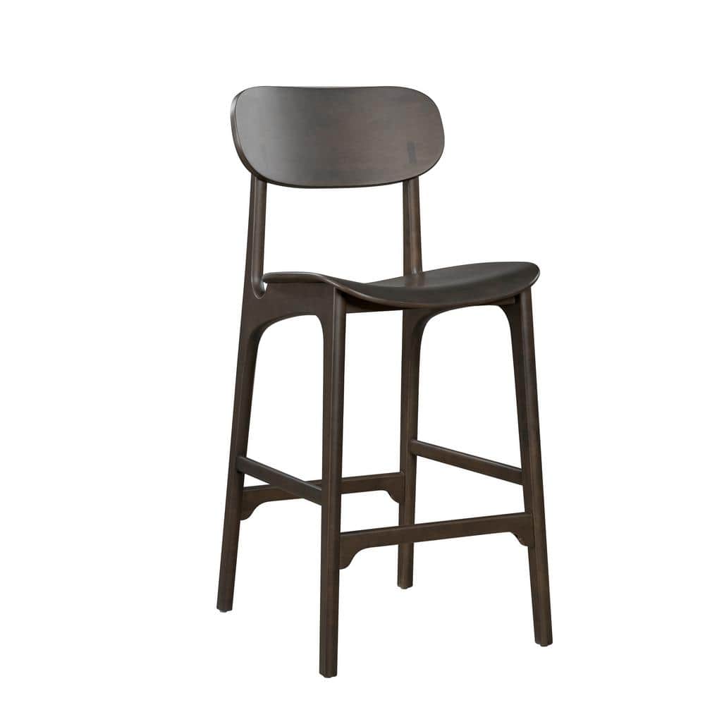 Solvang 29.92 in. Carbonite Finish High Back Wood Bar Stool