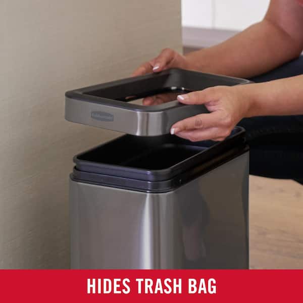 2.6 Gal. Stainless Steel Rectangular Open Top Household Metal Trash Can