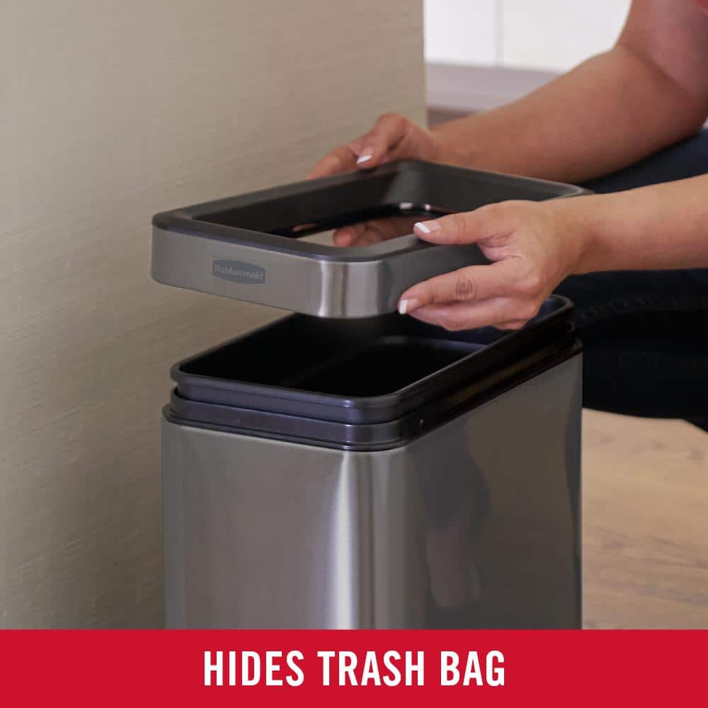 Charcoal Stainless Steel 2.6-Gallon Open Top Wastebasket
