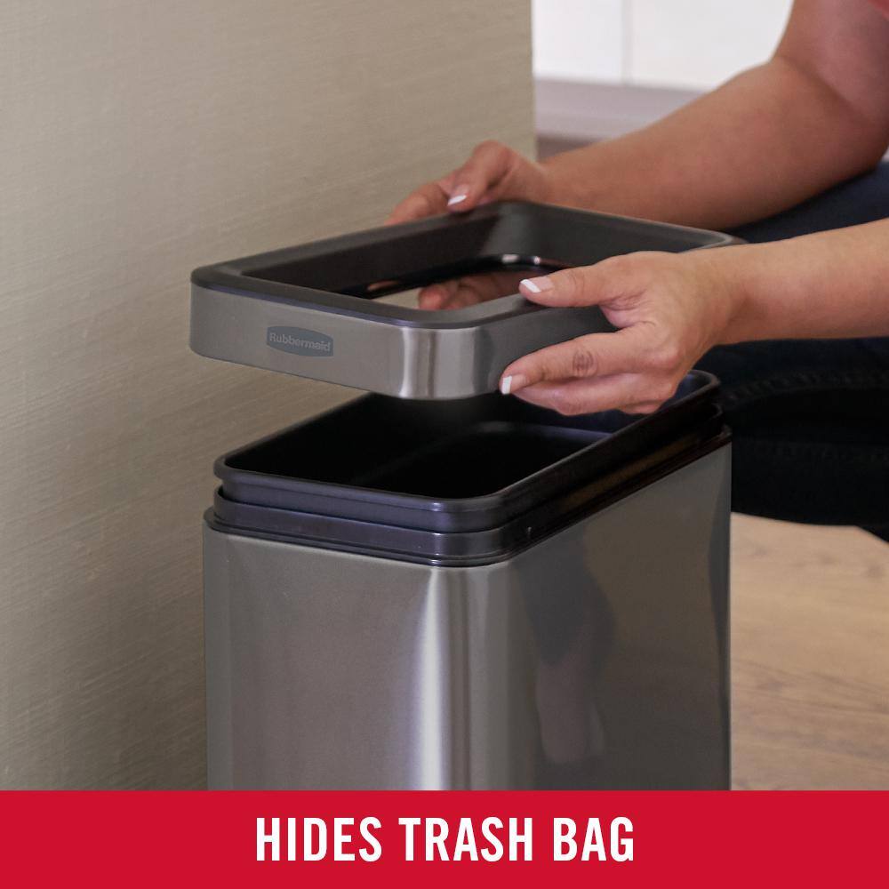 Charcoal Stainless Steel 2.6-Gallon Open Top Wastebasket