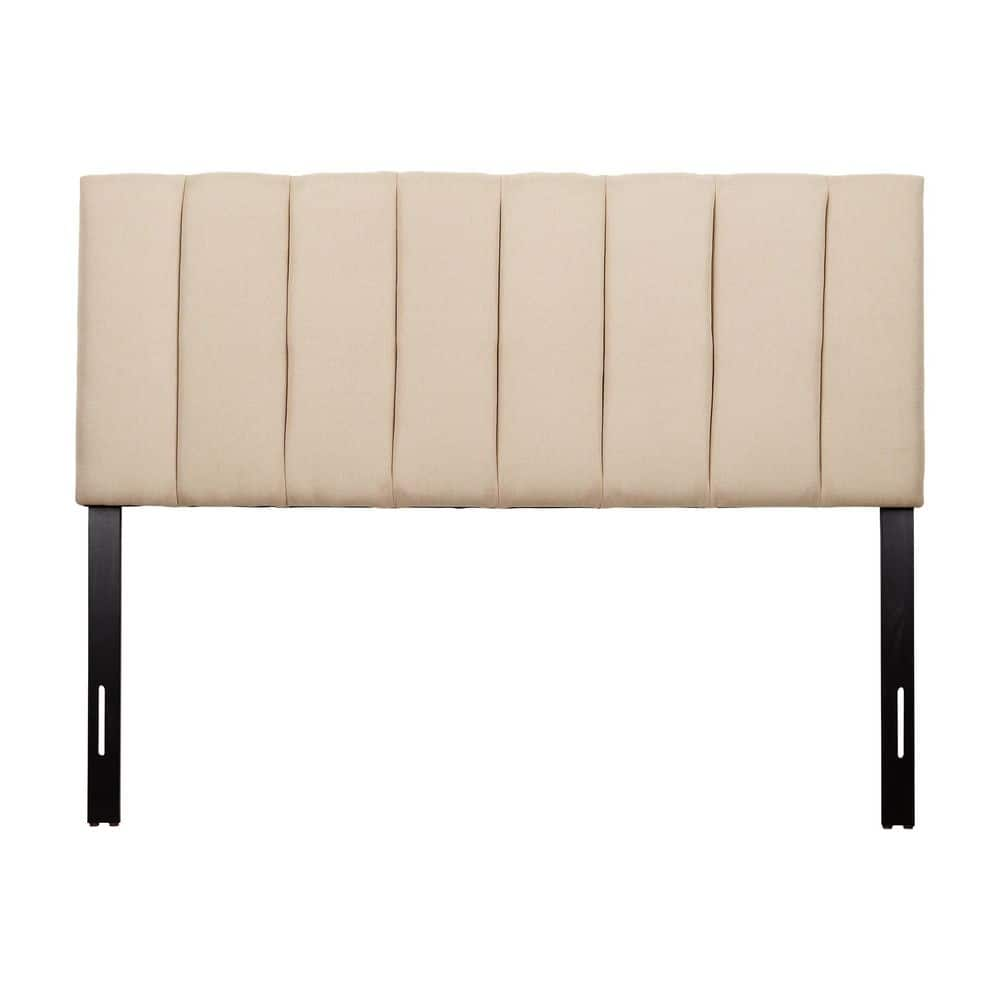 CorLiving Helena Adjustable Cream Queen Upholstered Headboard with Channel Tufting BOS161Q