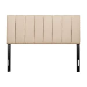 Helena Adjustable Cream Queen Upholstered Headboard with Channel Tufting