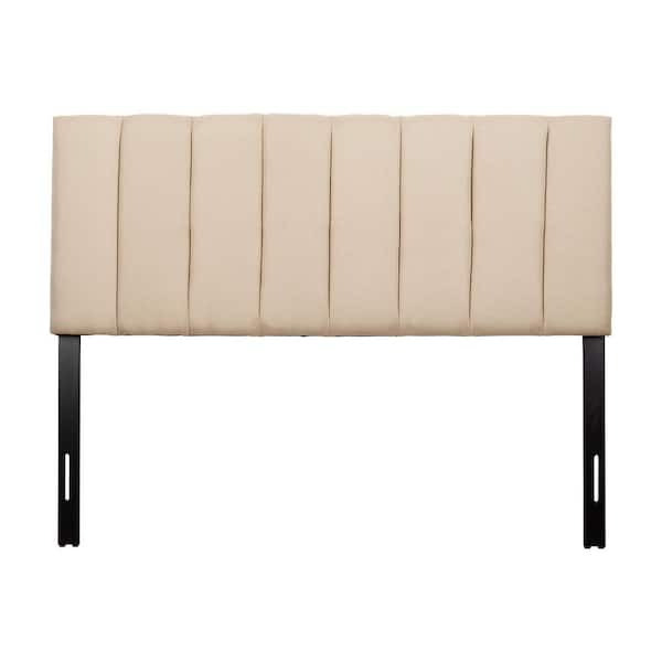 CorLiving Helena Adjustable Cream Queen Upholstered Headboard with Channel Tufting